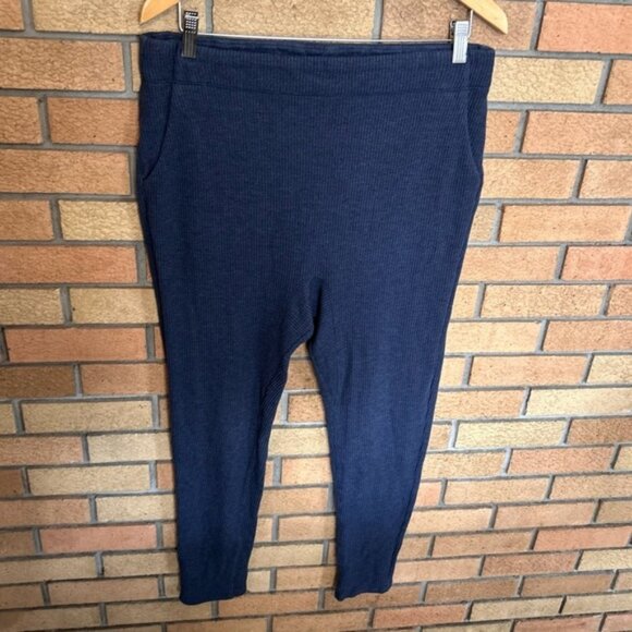 Lunya Cotton Blend Waffle Knit Thermal Blue Loungewear Pants/Joggers Size XL - Picture 1 of 7